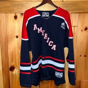 VTG America USA Hockey Stitched Steve & Barry’s Reversible Jersey Sweatshirt XXL